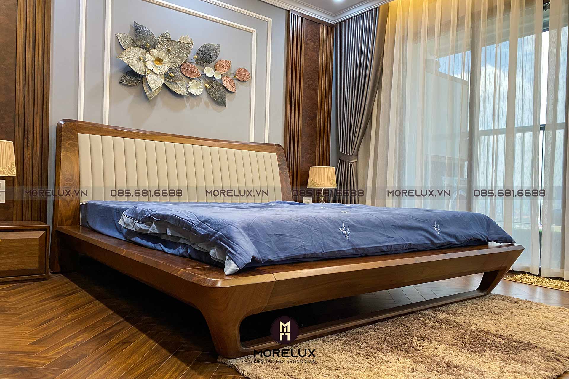 Thiết kế phòng ngủ đẹp tông màng trắng xám từ gỗ MFC TGNBX17